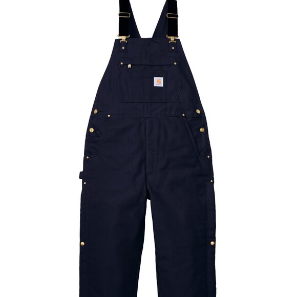 (NWT) Carhartt Mens Firm Duck Insulated Bib Overalls Navy - Picture 1 of 5